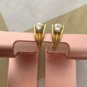 Princess cut earrings 14 K
